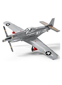 M MIAOYAN Military Fighter P-51 Fighter Mustang Air Force Building Blocks Set Compatible with LEGO Small Bricks Educational Toys (258 Pieces) - Building and Military Toy Gifts for Kids and Adults  - Image 1