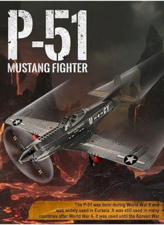 M MIAOYAN Military Fighter P-51 Fighter Mustang Air Force Building Blocks Set Compatible with LEGO Small Bricks Educational Toys (258 Pieces) - Building and Military Toy Gifts for Kids and Adults  - Image 2