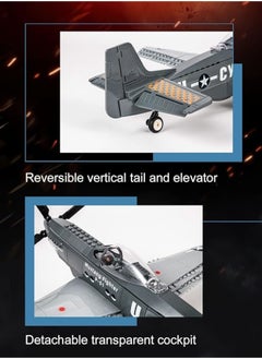 M MIAOYAN Military Fighter P-51 Fighter Mustang Air Force Building Blocks Set Compatible with LEGO Small Bricks Educational Toys (258 Pieces) - Building and Military Toy Gifts for Kids and Adults  - Image 5