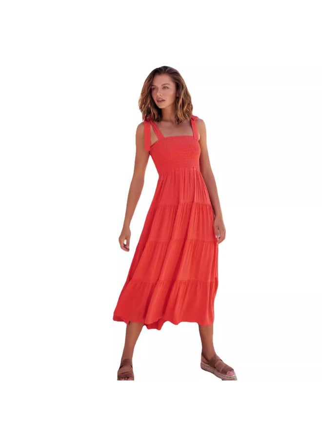 SPRING Summer New Style Elegant Strappy Tie Tube Top Large Skirt Dress Women - Image 5