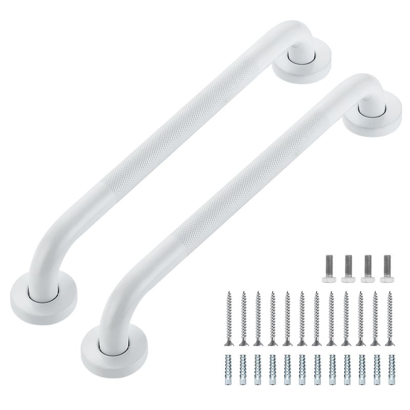 Ravinte Hardware Grab Bars for Shower 2 Pack 16Inch Anti Slip Shower Handles for Elderly Safety Shower Grab Bar Stainless Steel Handicap Grab Bars for Bathroom White 1 Diameter - Image 2