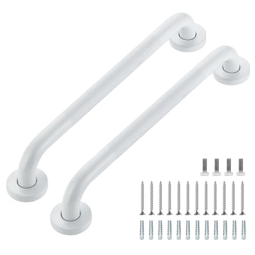 Ravinte Hardware Grab Bars for Shower 2 Pack 16Inch Anti Slip Shower Handles for Elderly Safety Shower Grab Bar Stainless Steel Handicap Grab Bars for Bathroom White 1 Diameter - Image 1