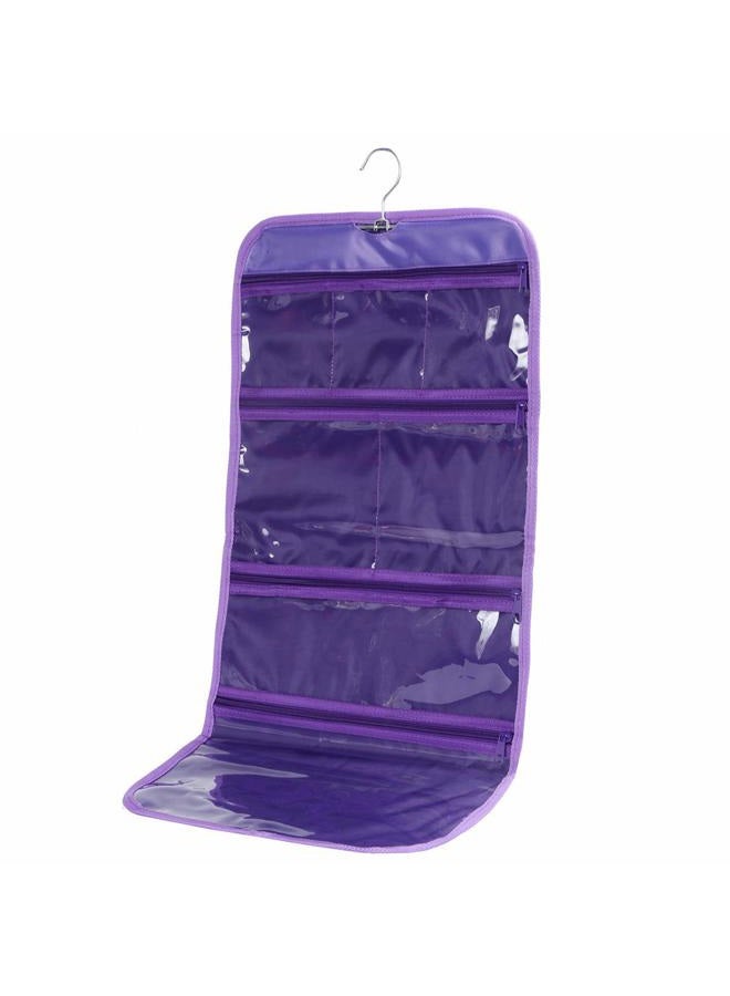 WODISON Foldable Clear Hanging Travel Toiletry Bag Cosmetic Organizer Storage Purple - Image 1