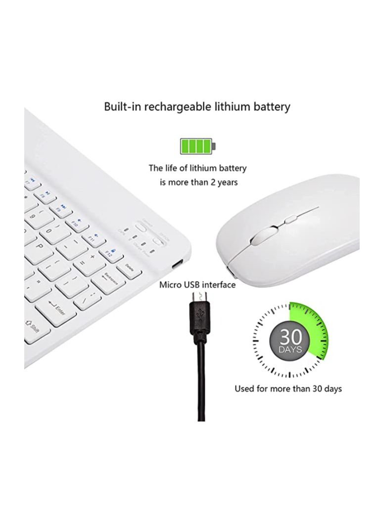 Arabic and English Bluetooth Keyboard and Mouse Combo Ultra-Slim Portable Compact Wireless Mouse Keyboard Set for IOS Android Windows Tablet Phone iPhone iPad Pro Air Mini - Image 3