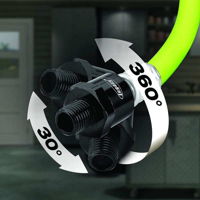 Flexzilla Ball Swivel Whip Air Hose, 1/4 in. x 4 ft. (1/4" MNPT Ball Swivel x 1/4" FNPT Ends), Heavy Duty, Lightweight, Hybrid, ZillaGreen - HFZ1405YW2B - Image 2