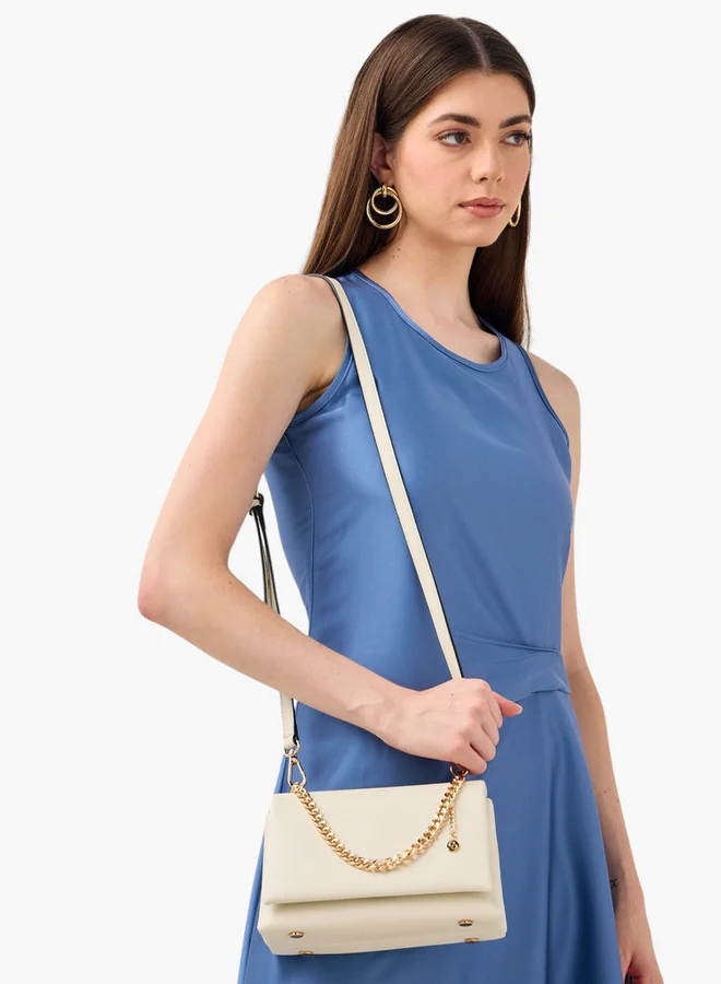 Celeste Solid Crossbody Bag with Adjustable Strap and Chain Detail
