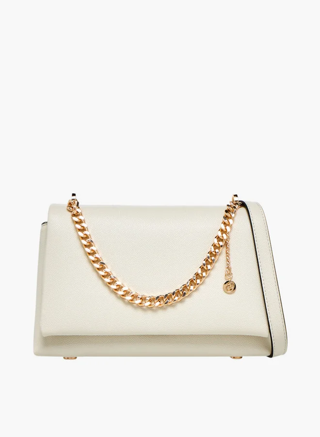 Celeste Solid Crossbody Bag with Adjustable Strap and Chain Detail