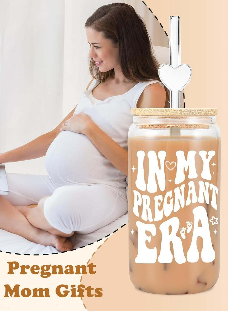 الدامكونية علبة هدية للأم الحامل – كوب زجاجي بسعة 16 أونصة مع غطاء وقشّة – هدية مميزة للمرأة الحامل أو الأم المنتظرة - Image 2