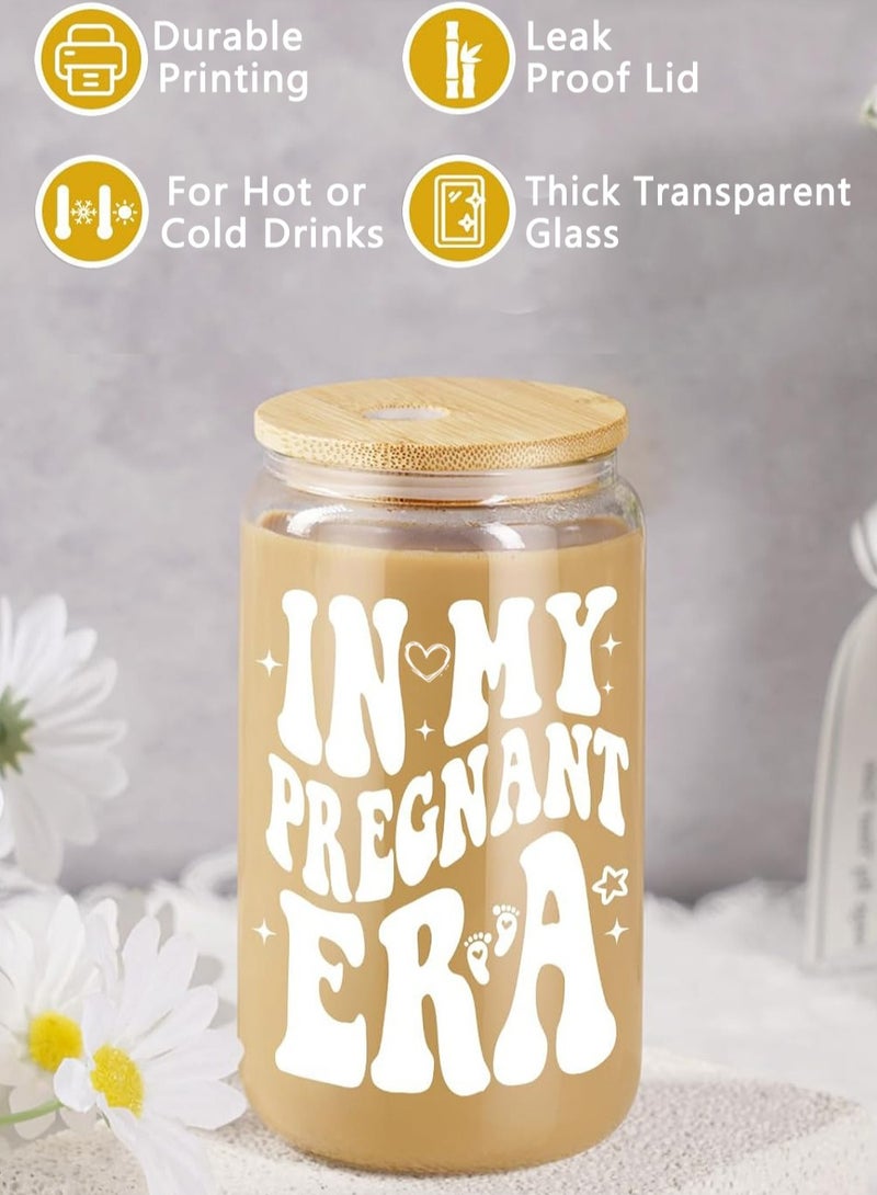 الدامكونية علبة هدية للأم الحامل – كوب زجاجي بسعة 16 أونصة مع غطاء وقشّة – هدية مميزة للمرأة الحامل أو الأم المنتظرة - Image 4