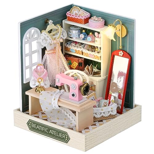 Kisoy Dollhouse Miniature with Furniture Kit DIY 3D Wooden DIY House Kit with Dust CoverHandmade Tiny House Toys for Teens Adults Gift Beatific Atelier - Image 1