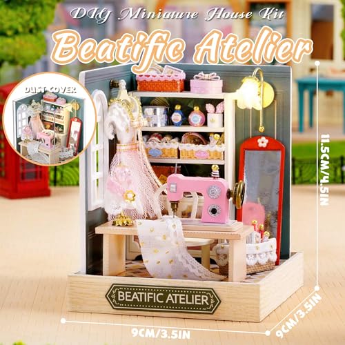 Kisoy Dollhouse Miniature with Furniture Kit DIY 3D Wooden DIY House Kit with Dust CoverHandmade Tiny House Toys for Teens Adults Gift Beatific Atelier - Image 5