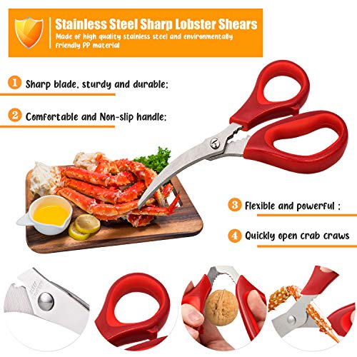 TORINALITAL Kitchen Seafood Scissor for Crab Legs, 4 Pack Crab Leg Lobster Shell Cracker, Lobster Shrimp Crayfish Crawfish Scissors Fish Scissors, Seafood Crab Legs Crackers and Tools - Image 3