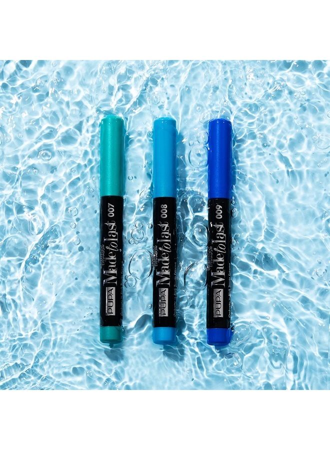 PUPA ظلال عيون مائية تدوم طويلاً من ميلانو - قلم ظل كريمي ملون - مقاوم للتلطخ، تركيبة سهلة الدمج - درجات ساتان، لؤلؤي، ومعدني - 009 أتلانتيك بلو - 0.049 أونصة - Image 4