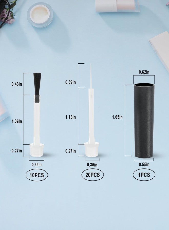 SILPECWEE فرشاة استبدال قابلة للتصرف SILPECWEE 30 قطعة، فرشاة استبدال طلاء أظافر صغيرة، فرشاة فن الأظافر بفرش ناعمة دقيقة لاستبدال سائل مسحوق الغمس - Image 2