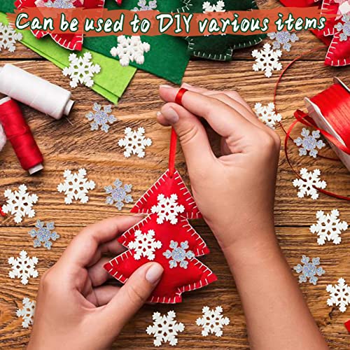 kockuu 100Pcs Mini Snowflake Ornament Christmas Decorations- Glitter Resin White and Silver Snowflakes Christmas Craft Embellishment for DIY Craft Xmas Tree Winter Party Table Decor (3 Sizes) - Image 5