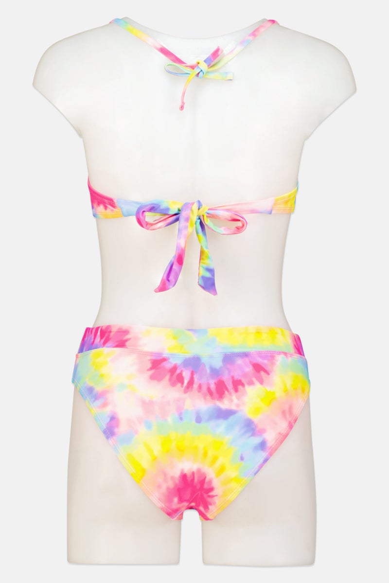 California Women Tie Dye Padded Top and Bottom Bikini Set, Multicolor - Image 3