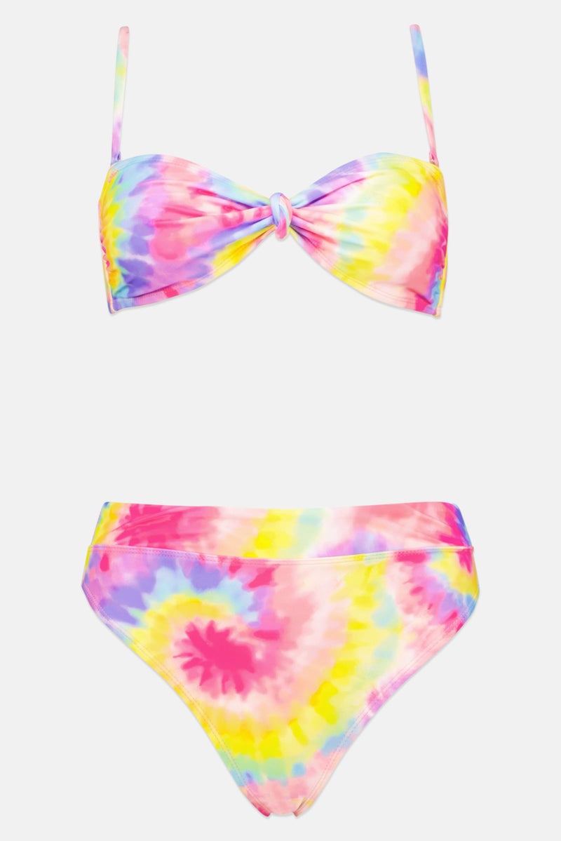 California Women Tie Dye Padded Top and Bottom Bikini Set, Multicolor - Image 2
