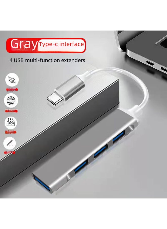 USB Extender HUB Typec Expansion Dock Multi-function One-to-four Computer Splitter Wholesale-Number Of Interfaces:2.0USB Gray Black Wire  - Image 1