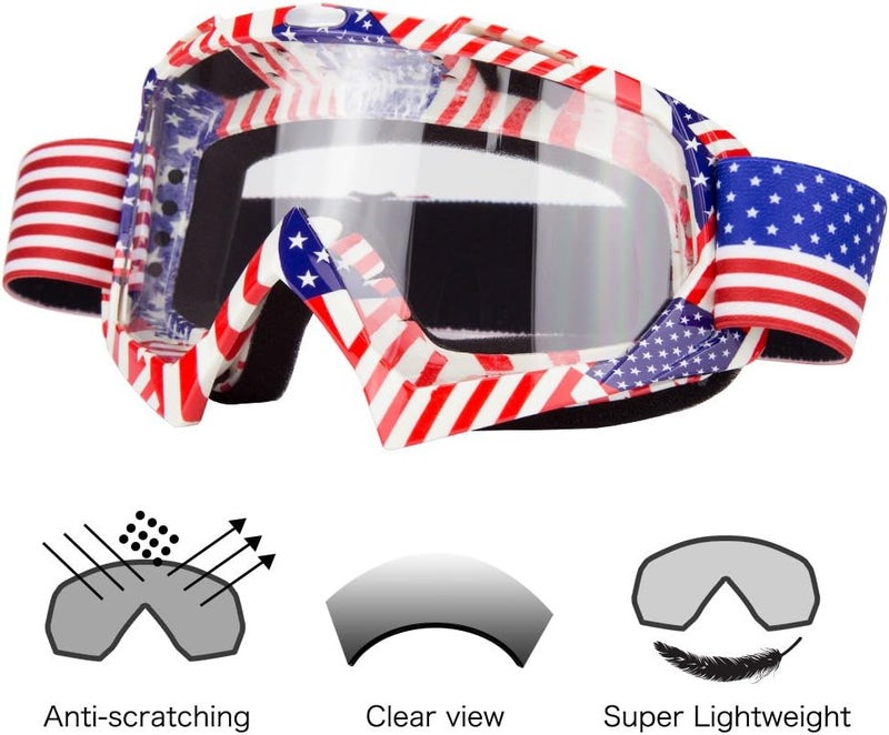 JAMIEWIN Motocross Motorcycle Goggles Clear Lens Dirt Bike Riding ATV Goggles Mx Goggle Glasses for Men Women Youth Kids (C63) - Image 3