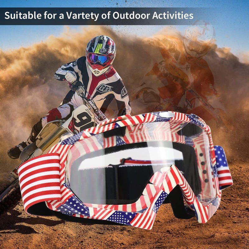 JAMIEWIN Motocross Motorcycle Goggles Clear Lens Dirt Bike Riding ATV Goggles Mx Goggle Glasses for Men Women Youth Kids (C63) - Image 2