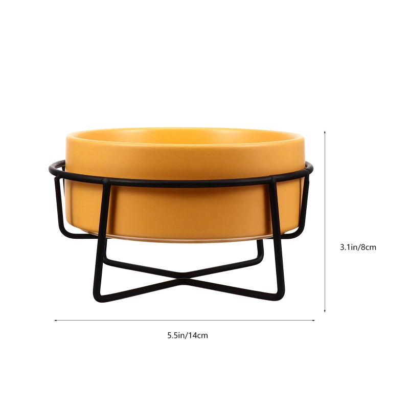Raised Ceramic Pet Feeder Bowl with Stand 14Cm Black Iron Frame Spine Protection - Image 3