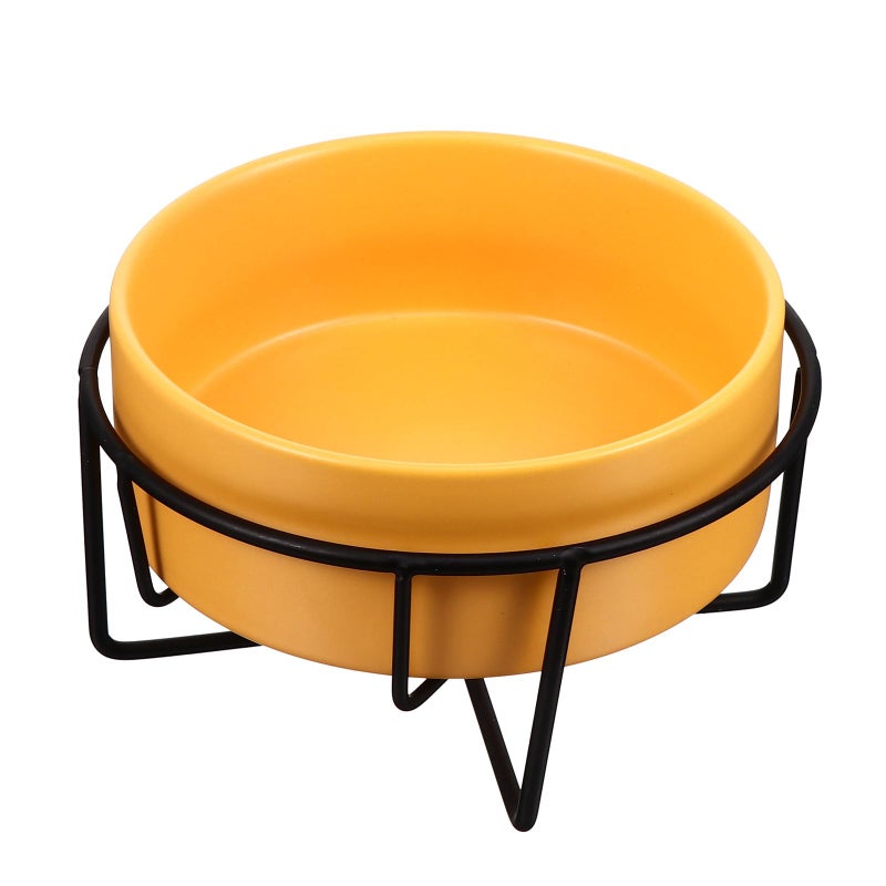 Raised Ceramic Pet Feeder Bowl with Stand 14Cm Black Iron Frame Spine Protection - Image 2