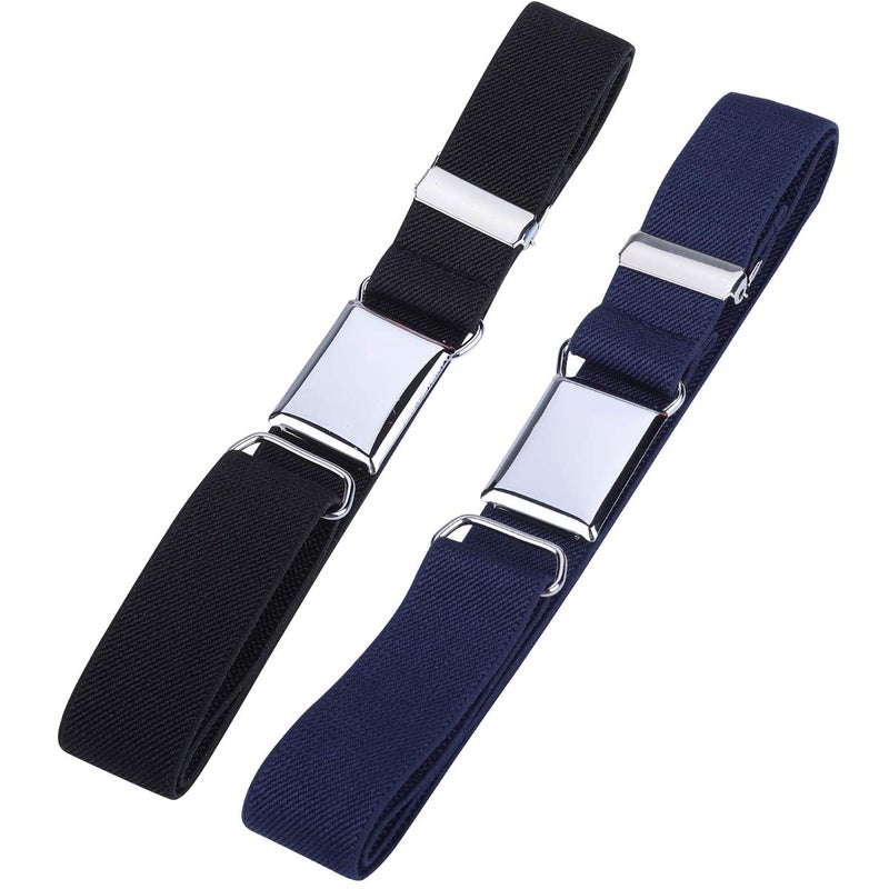 WELROG Toddler Kids Adjustable Buckle Belt - Elastic Child Silver Buckle Belts for Girls Boys (Black/Navy blue) - Image 2