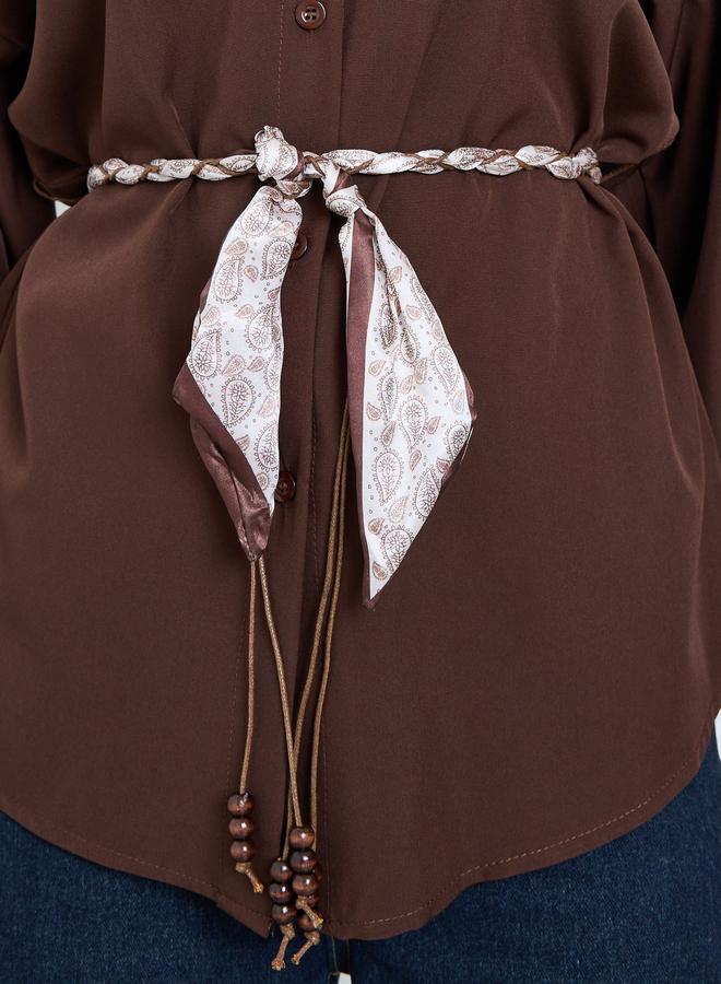 Styli Brown Long Sleeve Oversized Shirt - Image 3