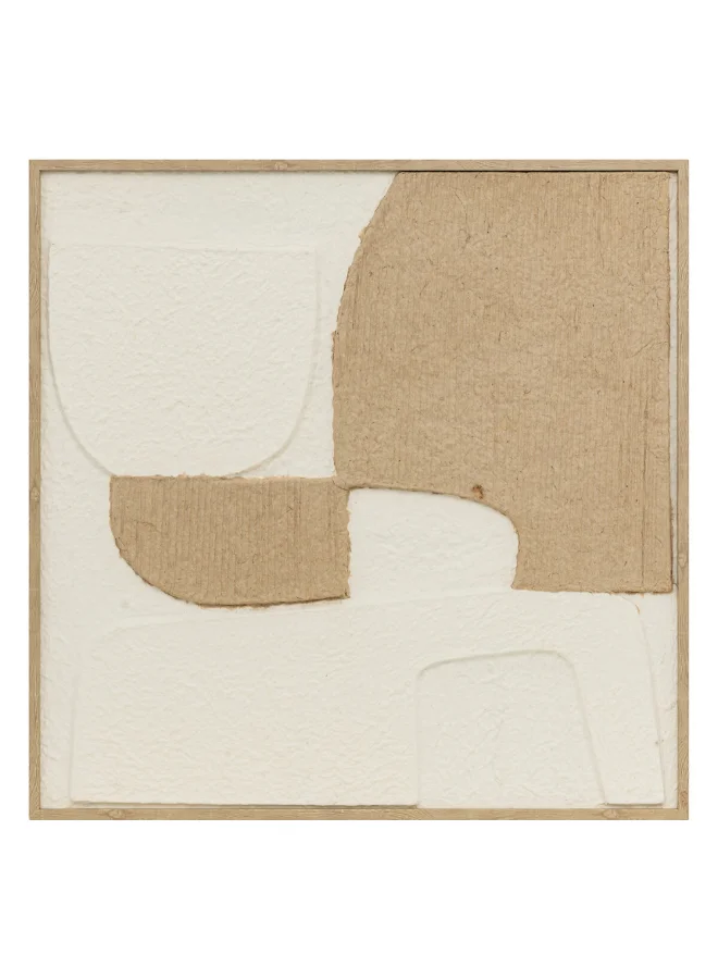 atmosphera Amari Square Shaped 3D Wall Art Beige and White 70 x 70 cm 205700