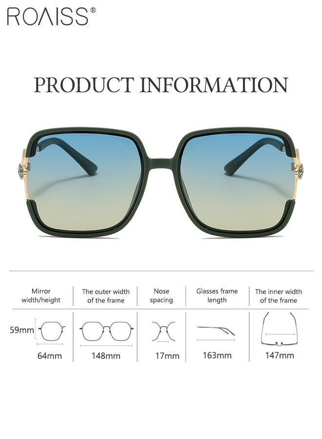 رويس نظارات شمسية نسائية مستقطبة، نظارات شمسية مربعة كلاسيكية بحماية من الأشعة فوق البنفسجية 400 مع أذرع على شكل ثعبان، نظارات شمسية عصرية مضادة للتوهج للارتداء اليومي، وركوب الدراجات، والتصوير الفوتوغرافي في الشوارع الخارجية - Image 3