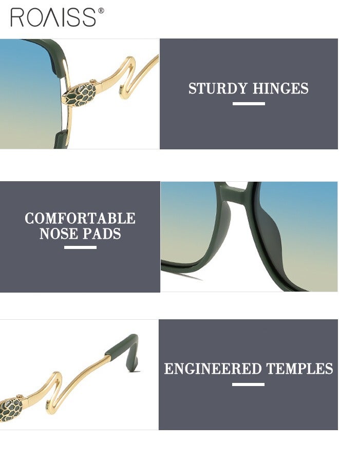 رويس نظارات شمسية نسائية مستقطبة، نظارات شمسية مربعة كلاسيكية بحماية من الأشعة فوق البنفسجية 400 مع أذرع على شكل ثعبان، نظارات شمسية عصرية مضادة للتوهج للارتداء اليومي، وركوب الدراجات، والتصوير الفوتوغرافي في الشوارع الخارجية - Image 4