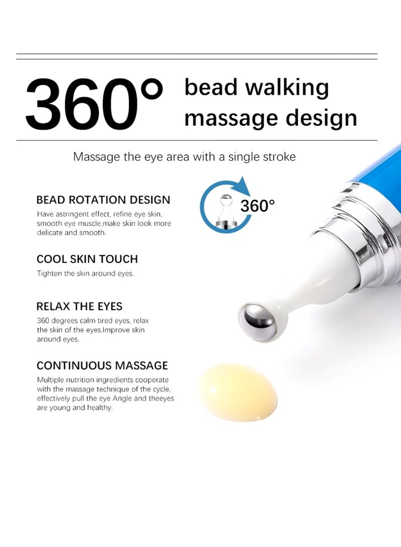 lakerain Eye Serum with 360° Roller Caffeine Eye Cream for Dark Circles 5% Caffeine Under Eye Cream Reduce Wrinkles Relieve Puffiness and Fine Lines Daily Eye Serum for Eye Puffiness Anti Aging Eye Cream 15ml  - Image 5