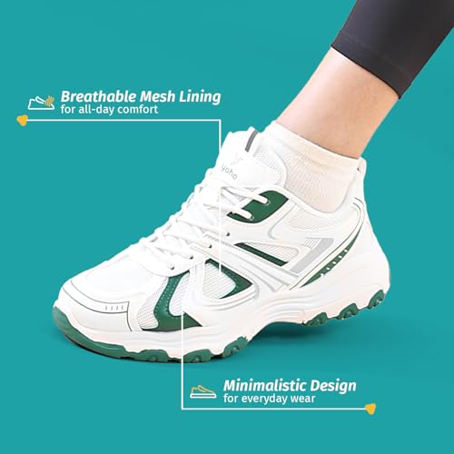 YOHO Tempo Chunky Sneakers for Women|Stylish & Lightweight Casual Sports Shoes for Woman/Girls |Walking, Running, Gym & Everyday Use -0705 | Fern Mist - UK 6 - Image 3