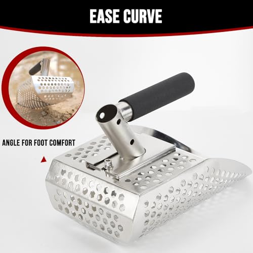PAMLIAPY Sand Scoops for Metal Detecting, Stainless Steel Metal Detector Scoop with Digging Tool, Sand Sifter Shovel, Metal Detector Accessories, Heavy Duty Metal Detecting Shovel, Sand Flea Rake for Beach - Image 3