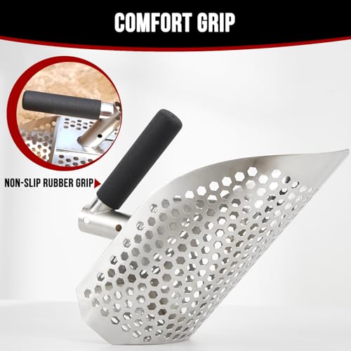 PAMLIAPY Sand Scoops for Metal Detecting, Stainless Steel Metal Detector Scoop with Digging Tool, Sand Sifter Shovel, Metal Detector Accessories, Heavy Duty Metal Detecting Shovel, Sand Flea Rake for Beach - Image 5