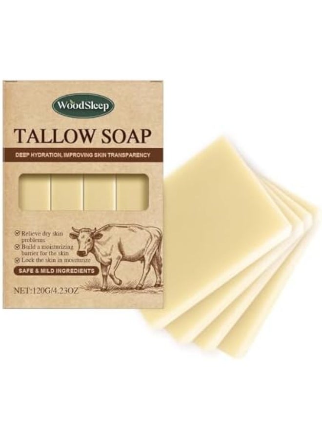 وودسليب صابون تالو مستخرج من لحم العشب | صابون تالو طبيعي مع العسل وزيت الزيتون لراحة البشرة الجافة وترطيب عميق | بار صابون تالو لحم البقر برغوة غنية وتنظيف لطيف - Image 1