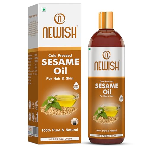 Newish Cold Pressed Sesame oil for Hair, Skin and Massage (Til Ka Tel/Til Oil) 100% pure & Natural, 200ml - Pack Of -1 - Image 1