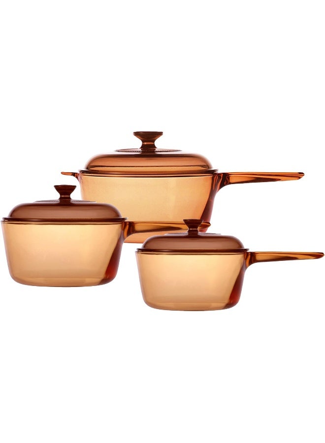 Visions 6-Piece Amber Saucepan Set - Image 1