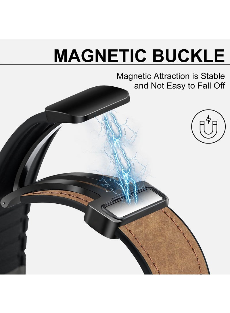 Beauenty 20mm Leather Strap Compatible with Galaxy Watch 7/6/6 Classic/5/5 Pro/4/4 Classic/3/Gear S2, Replacement Strap for HUAWEI Watch 2/ GT2 42mm/GT3 42mm,Brown - Image 2