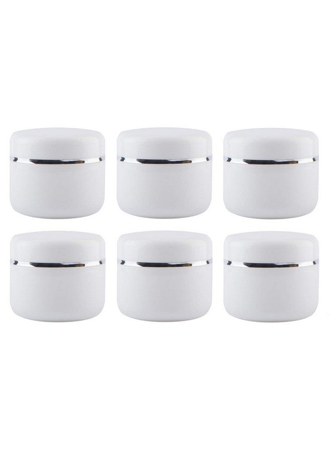 شينج زي شينغزي 6 قطع بيضاء 8 أونصة (250 مل) برطمانات مستحضرات تجميل مع بطانات وأغطية قبة زجاجات فارغة قابلة لإعادة التعبئة لكريم الوجه وبلسم الشفاه وغسول الجسم وحاويات تخزين بلاستيكية للاستخدام المنزلي - Image 1