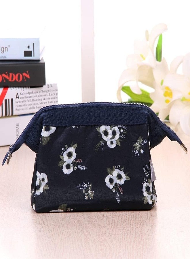 AASHRIT Cosmetic Toiletry Makeup Pouch with Portable Travel Multipurpose Water-Resistant Zipper Makeup Brush Bags - Black Flower ASPBF-95 - Image 1