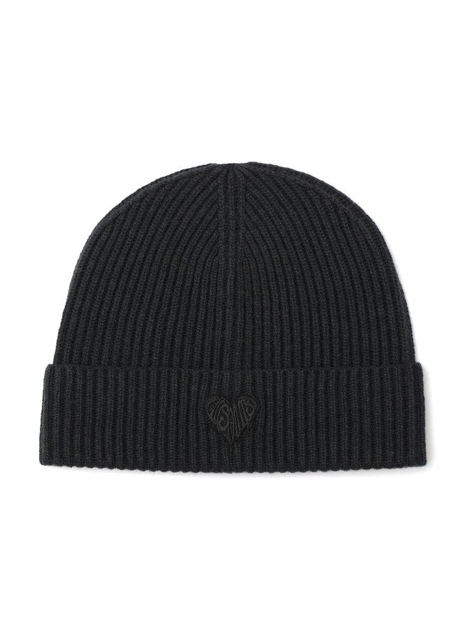 Allsaints Women's Heart Logo Beanie, 100% Wool Blend, Warm & Cozy Winter Knit Hat for Cold Weather - Image 2