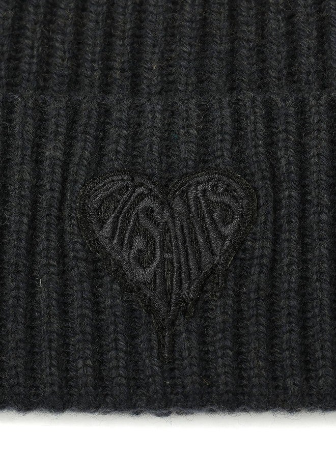 Allsaints Women's Heart Logo Beanie, 100% Wool Blend, Warm & Cozy Winter Knit Hat for Cold Weather - Image 4
