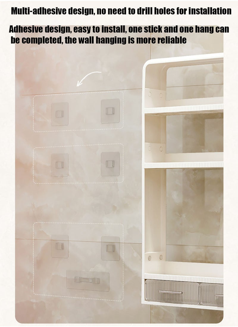 3 Tiers Bathroom Wall Mounted Rack Bathroom Storage Rack Free Punch Bathroom Storage Rack Wall Mounted Rack Shampoo Cosmetic Kitchen Home Bathroom Storage Toilet Bathroom Accessories