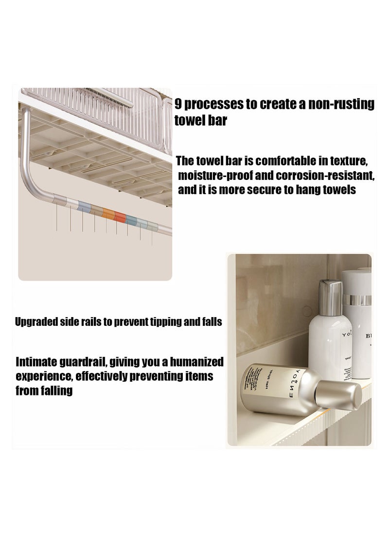 3 Tiers Bathroom Wall Mounted Rack Bathroom Storage Rack Free Punch Bathroom Storage Rack Wall Mounted Rack Shampoo Cosmetic Kitchen Home Bathroom Storage Toilet Bathroom Accessories