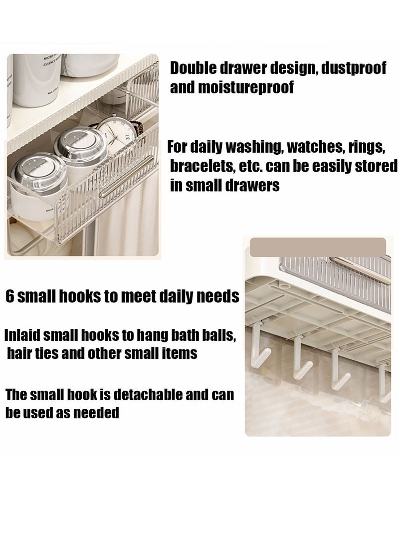 3 Tiers Bathroom Wall Mounted Rack Bathroom Storage Rack Free Punch Bathroom Storage Rack Wall Mounted Rack Shampoo Cosmetic Kitchen Home Bathroom Storage Toilet Bathroom Accessories