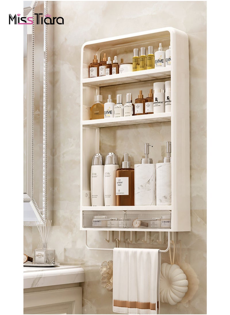 3 Tiers Bathroom Wall Mounted Rack Bathroom Storage Rack Free Punch Bathroom Storage Rack Wall Mounted Rack Shampoo Cosmetic Kitchen Home Bathroom Storage Toilet Bathroom Accessories