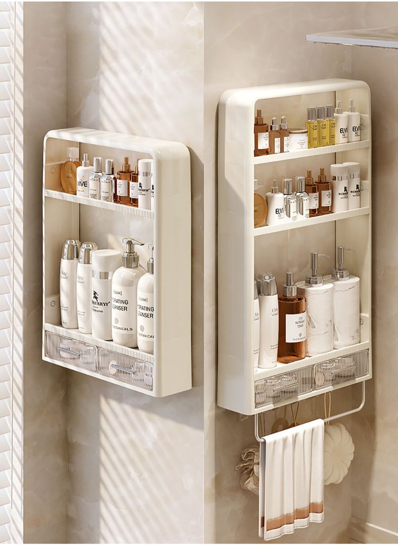 3 Tiers Bathroom Wall Mounted Rack Bathroom Storage Rack Free Punch Bathroom Storage Rack Wall Mounted Rack Shampoo Cosmetic Kitchen Home Bathroom Storage Toilet Bathroom Accessories