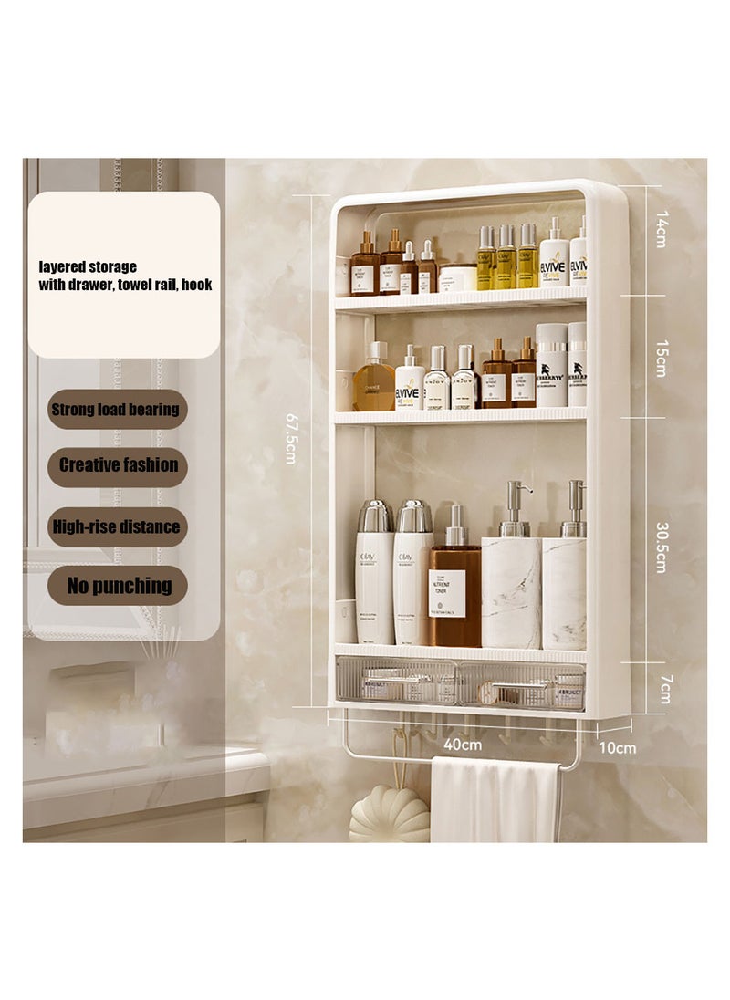 3 Tiers Bathroom Wall Mounted Rack Bathroom Storage Rack Free Punch Bathroom Storage Rack Wall Mounted Rack Shampoo Cosmetic Kitchen Home Bathroom Storage Toilet Bathroom Accessories