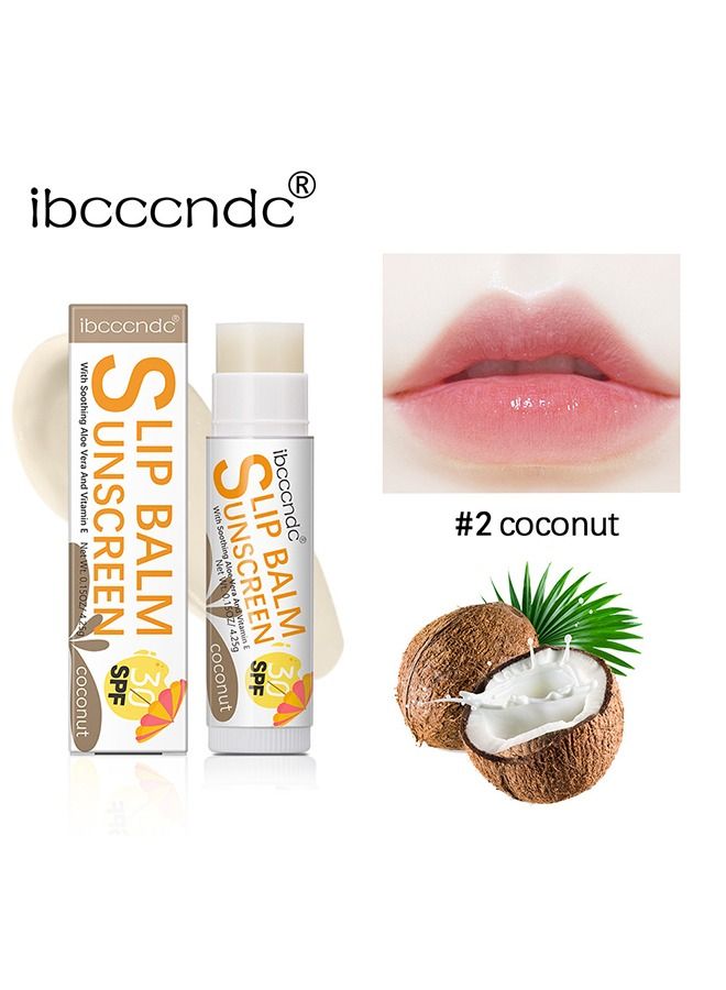 ibcccndc Sunscreen Lip Balm SPF 30 Coconut Sunscreen For Lips Vegan And Cruelty Free Broad Spectrum UVA/UVB Lip Care For Moisturized Lips - Image 1